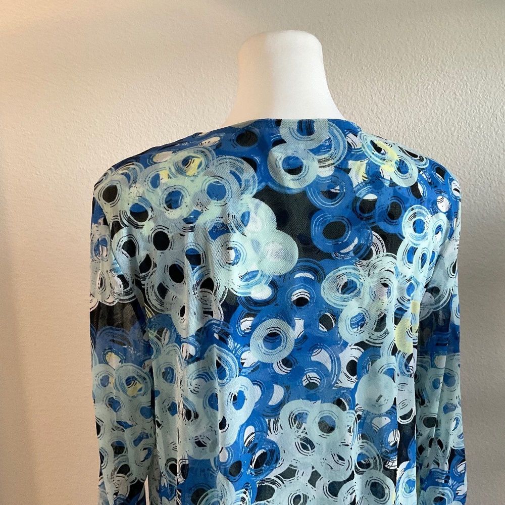 ALFANI Blue Black Lightweight Layered Blouse Size Extra Large - Picture 6 of 11